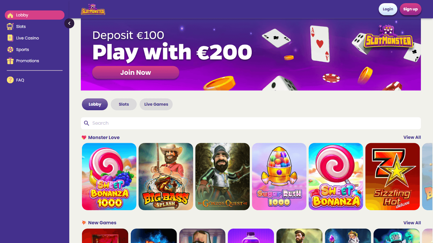 SlotMonster Casino Desktop screenshot
